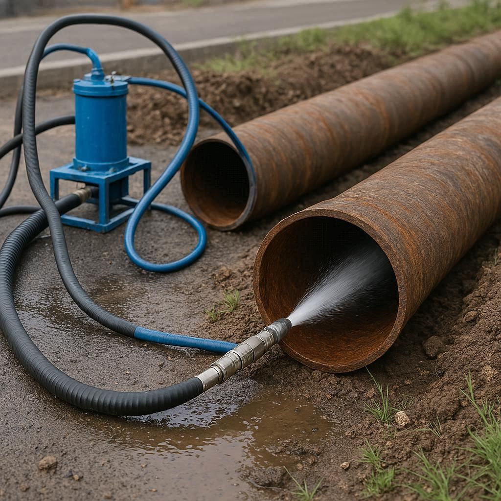 Гидродинамическая прочистка водопроводных труб в Паше, Волховский район